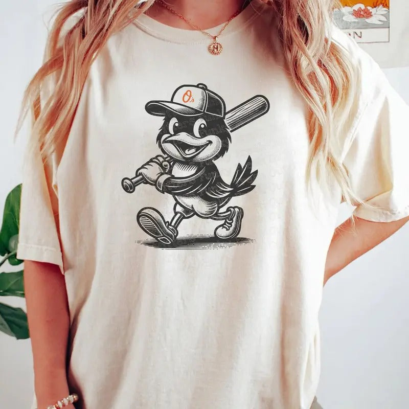Baltimore Baseball Vintage Style Shirt, Orioles Bird Cartoon Shirt, Orioles Baseball Gameday Distressed Graphic Shirt,...