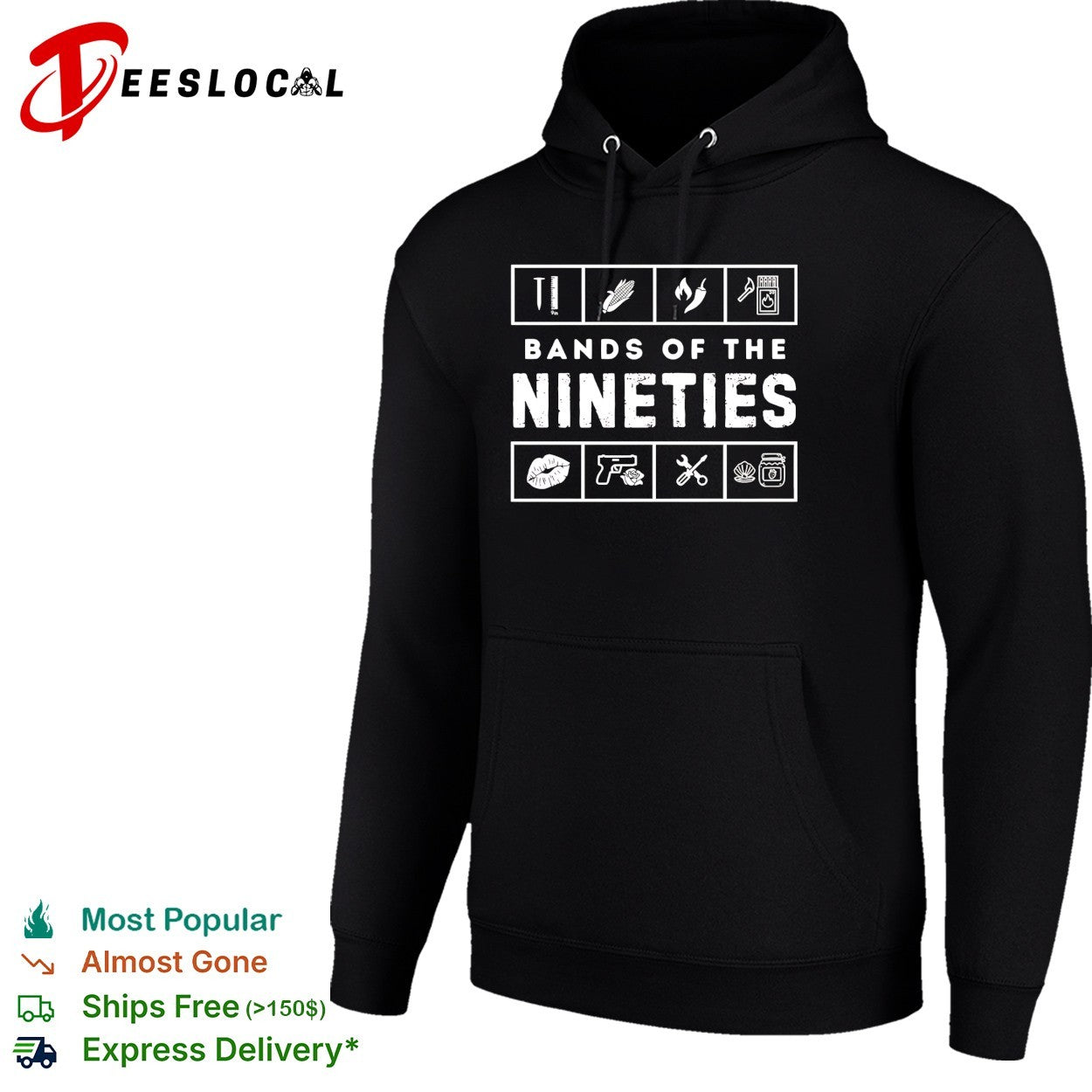 Bands of the nineties rebus puzzle icons shirt