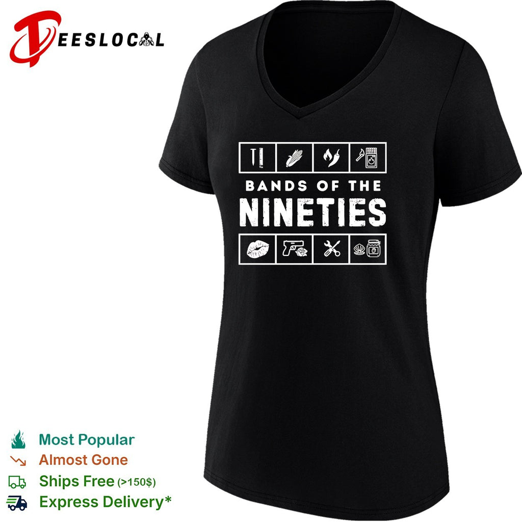 Bands of the nineties rebus puzzle icons shirt