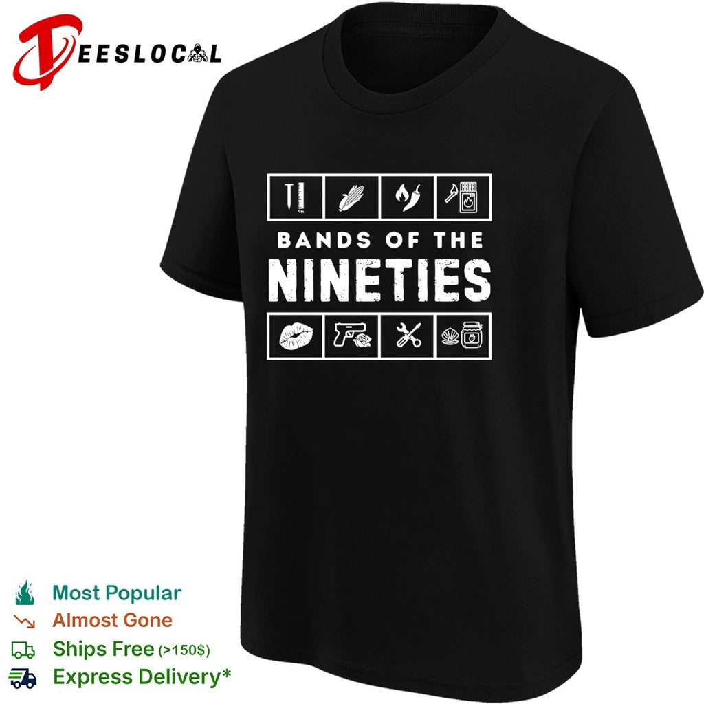 Bands of the nineties rebus puzzle icons shirt