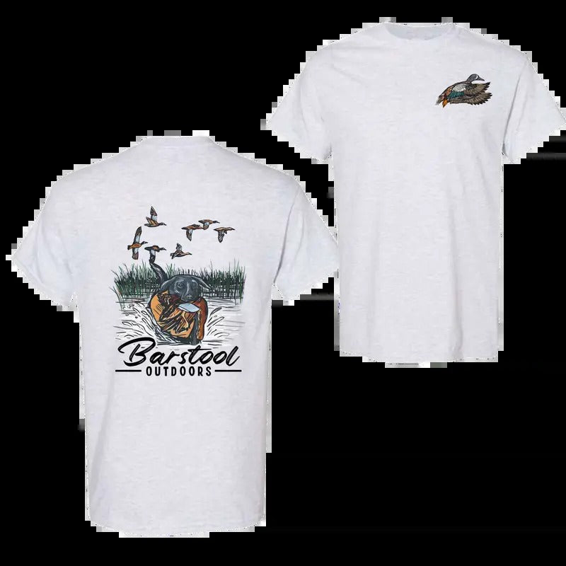 Barstool Outdoors Duck Hunt 2 Sided Shirt, Vintage Mallard Hunting Tshirt, Unisex Graphic Printed Tee, Cotton Shortsleeve...