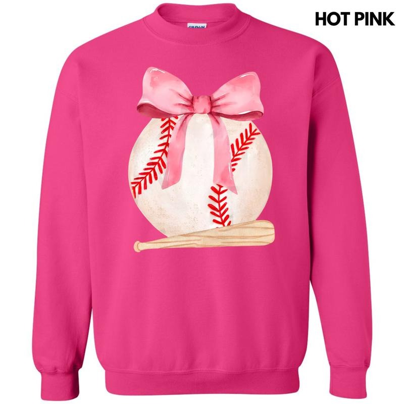 Baseball & Bat Coquette Sweatshirt T-Shirts, Hoodie | RetroVerseTees.com