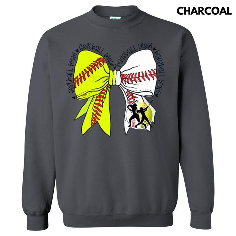 Baseball & Softball Mom Bow Sweatshirt T-Shirts, Hoodie | RetroVerseTees.com