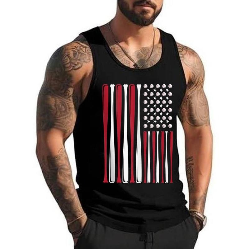 Baseball Bat USA Flag American Game Baseball Player Baseball Unisex Tank Top, Cotton, Size S-3XL T-Shirts, Hoodie, Sweatshirt