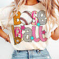 Baseball Bow Coquette Baseball T-Shirt, Brushstroke Baseball Coquette T-Shirt, Game Day Baseball T-Shirt, Baseball Mama...