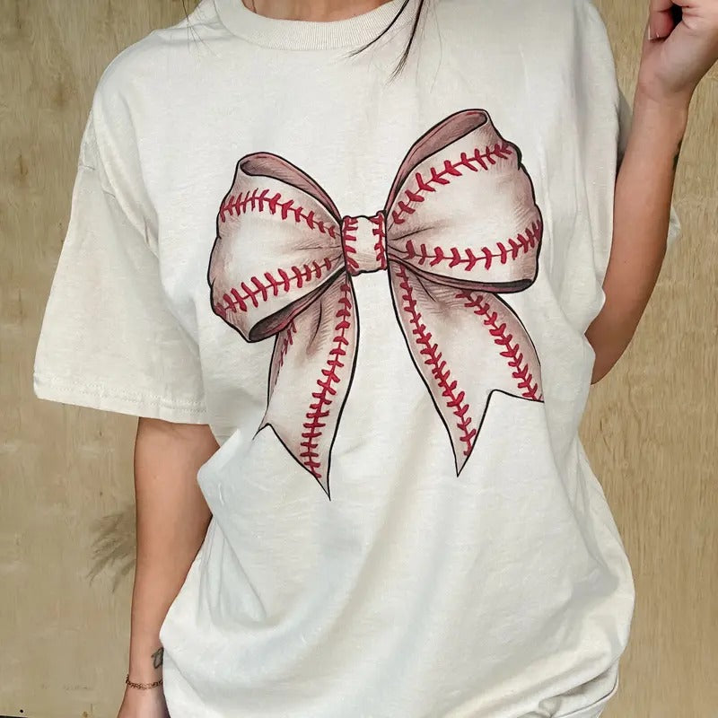 Baseball Bow Graphic Top T-Shirts, Hoodie, Sweatshirt | RetroVerseTees.com