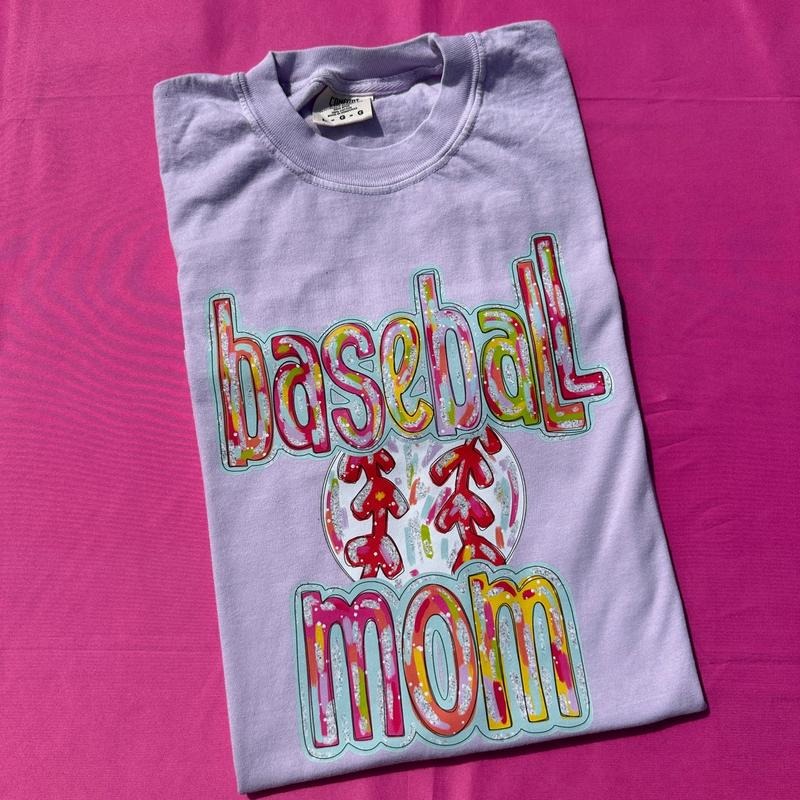 Baseball Brushstroke Mom Comfort Colors T-Shirt Hoodie, Sweatshirt | RetroVerseTees.com