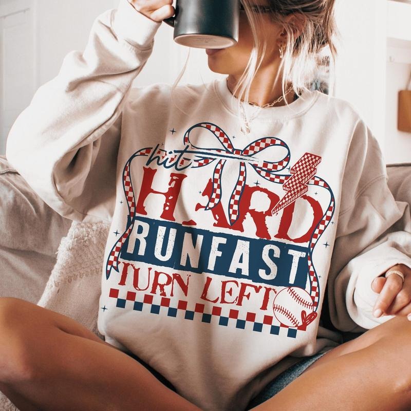 Baseball Hit Hard Run Fast Swing Left Retro Baseball Shirt Baseball Saying Shirt Shirt Game Day Baseball Shirt Retro...