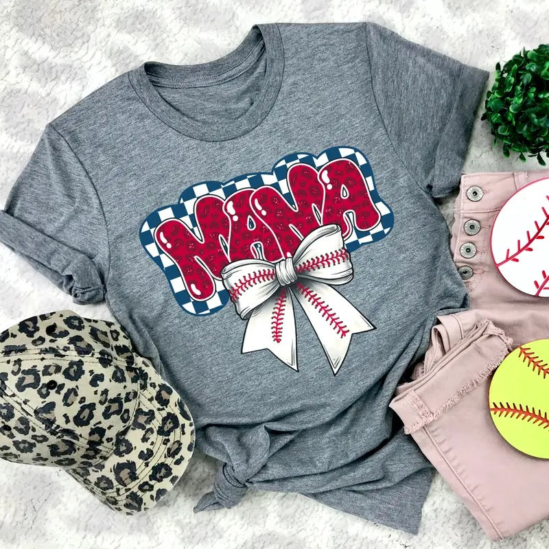 Baseball Mama Bow DTF Transfers - THIS IS NOT A SHIRT Hoodie, Sweatshirt | RetroVerseTees.com