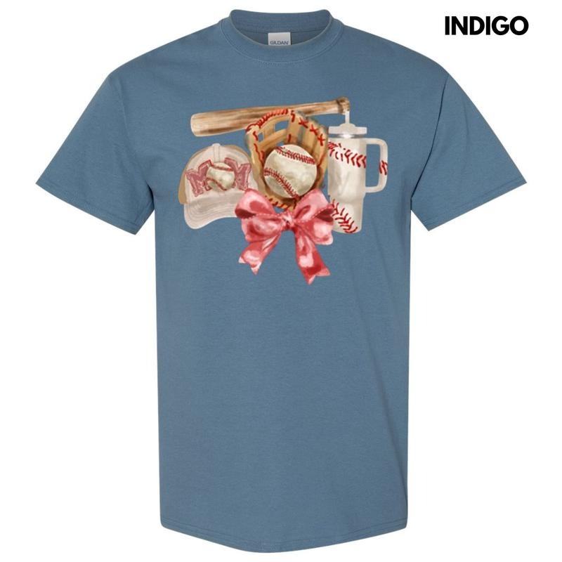 Baseball Mom Coquette Gildan Short Sleeve T-Shirt Hoodie, Sweatshirt | RetroVerseTees.com