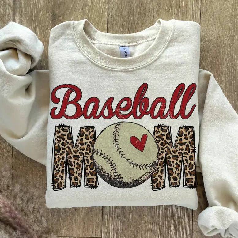 Baseball Mom Leopard Print T-shirt, Baseball Mama Tee, Baseball Lover Gift, Game Day Sweatshirt Hoodie | RetroVerseTees.com