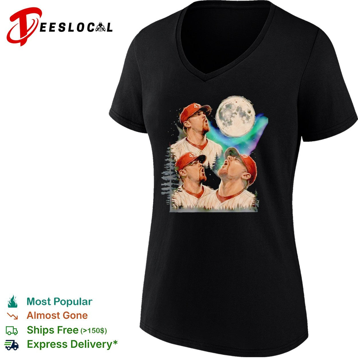 Baseball Player Number 43 Moon Howling shirt