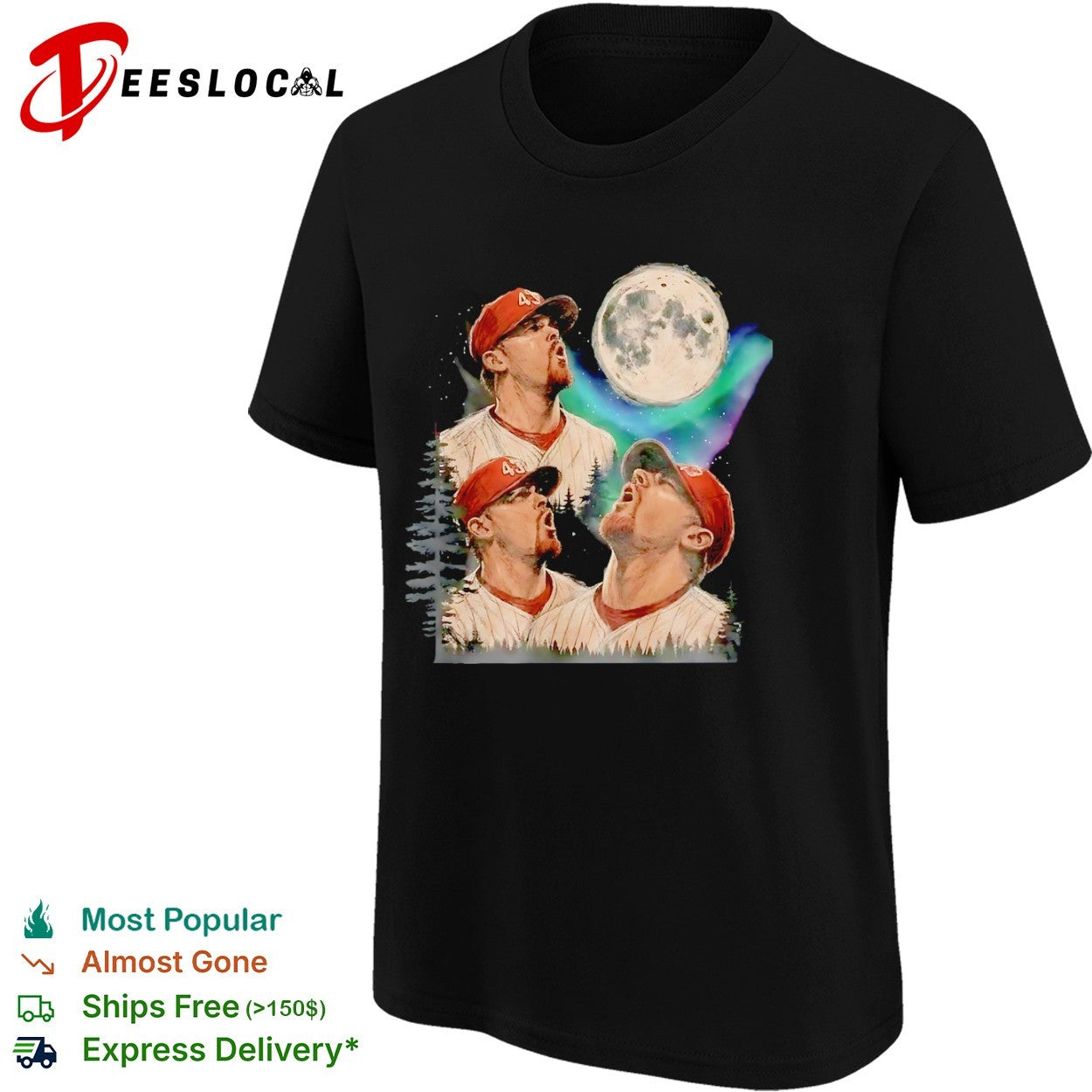 Baseball Player Number 43 Moon Howling shirt