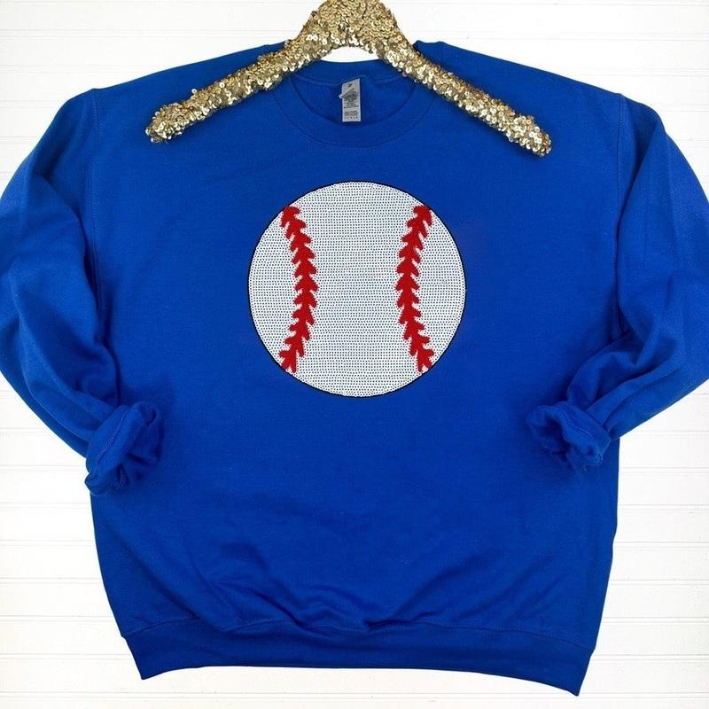 Baseball Sequin Patch Sweatshirt T-Shirts, Hoodie | RetroVerseTees.com
