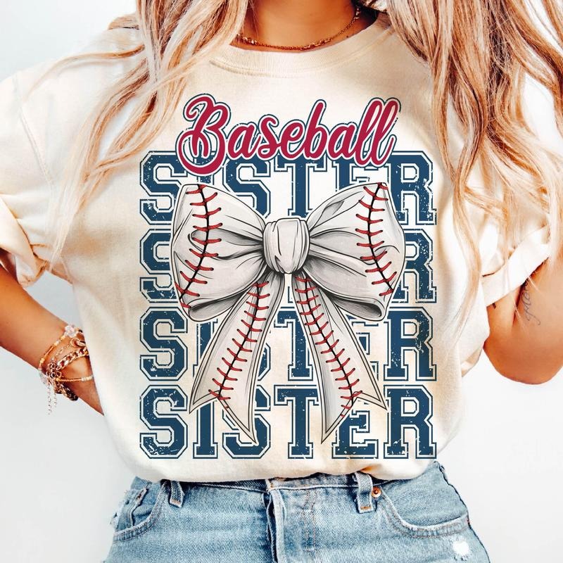 Baseball Sister T-Shirt, Baseball Coquette Bow T-Shirt, Baseball Sister T-Shirt, Game Day , Coquette Bow Sports Shirt,...