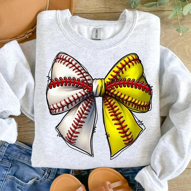 Baseball Softball Bow DTF Transfers - THIS IS NOT A SHIRT Hoodie, Sweatshirt | RetroVerseTees.com