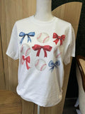 Baseballs and Bows Tee - Sports Mom Hoodie, Sweatshirt | RetroVerseTees.com