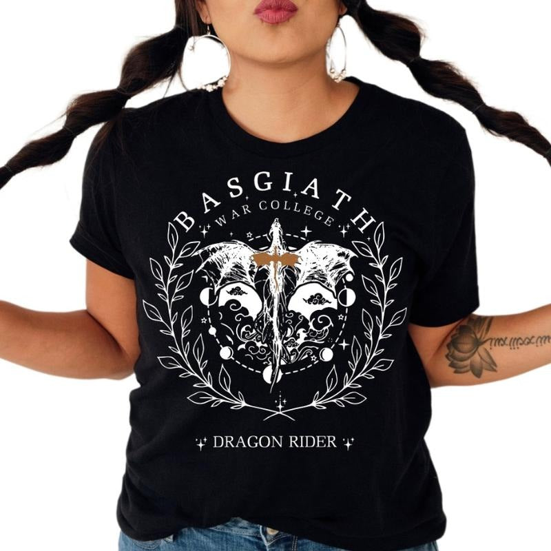 Basgiath WB shield College Spiky hair fighters Rider T-Shirt Fantasy Bookish Tee for Book Lovers & Bookworms, Bookish WB...