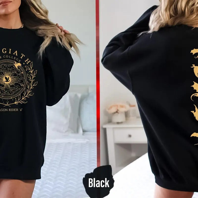 Basgiath War College 2-Sided Sweatshirt, Fourth Wing Sweatshirt, Dragon Rider Sweatshirt, Fourth Wing Sweatshirt, Violet,...
