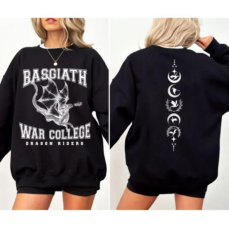 Basgiath War College 2 Sided Sweatshirt, Fourth Wing Tee, Dragon Sweatshirt, Fantasy Reader Shirt, Bookish Shirt, Dragon...