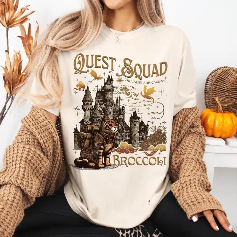 Basgiath War College, Bookish Shirt, Quest Squad Broccoli Shirt, Full Color Selection, Pick Your Favorite, Vintage...