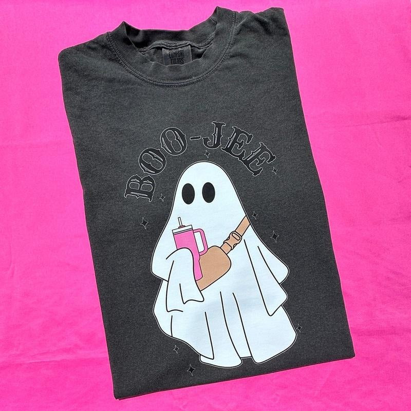 Basic BOO-JEE Ghost Comfort Colors T-Shirt Hoodie, Sweatshirt | RetroVerseTees.com