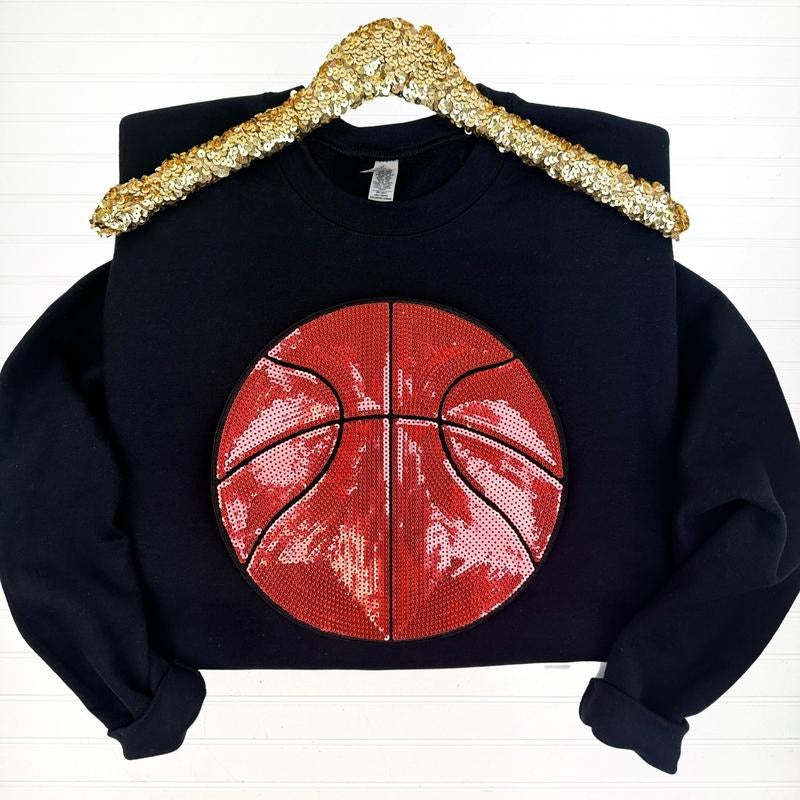 Basketball Sequin Patch Sweatshirt T-Shirts, Hoodie | RetroVerseTees.com