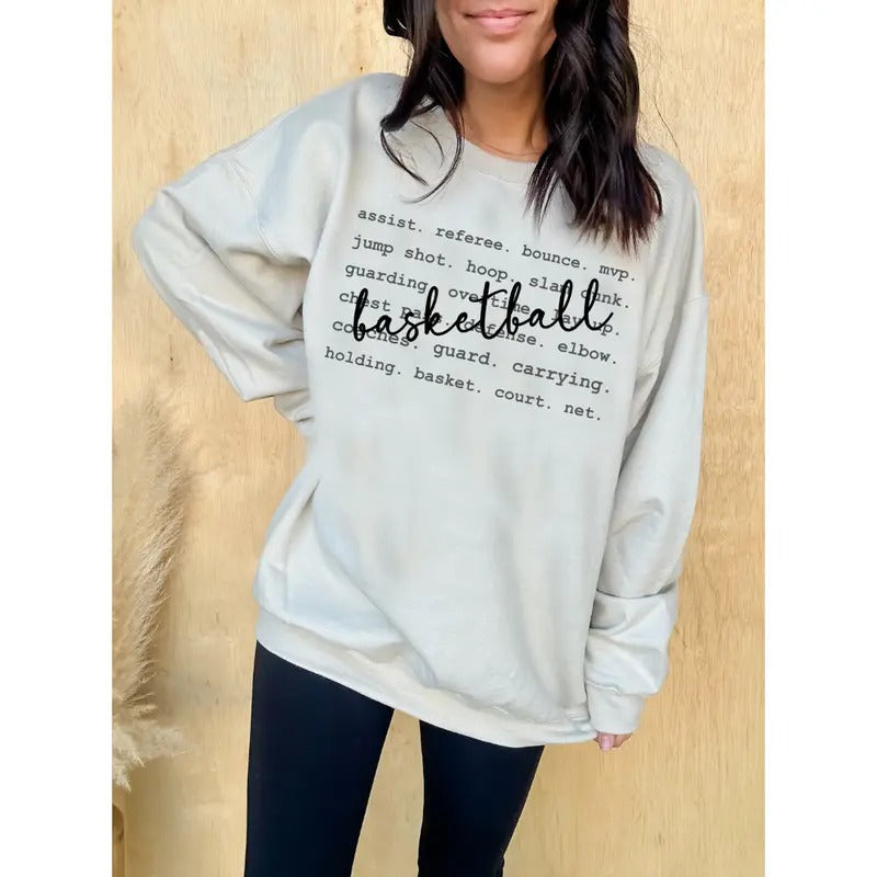 Basketball Words Graphic Pullover T-Shirts, Hoodie, Sweatshirt | RetroVerseTees.com