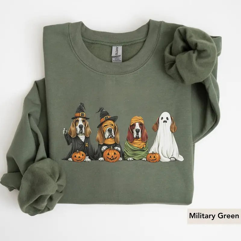 Basset Hound Halloween SWeatshirt, Dog lover Shirt Hoodie | RetroVerseTees.com