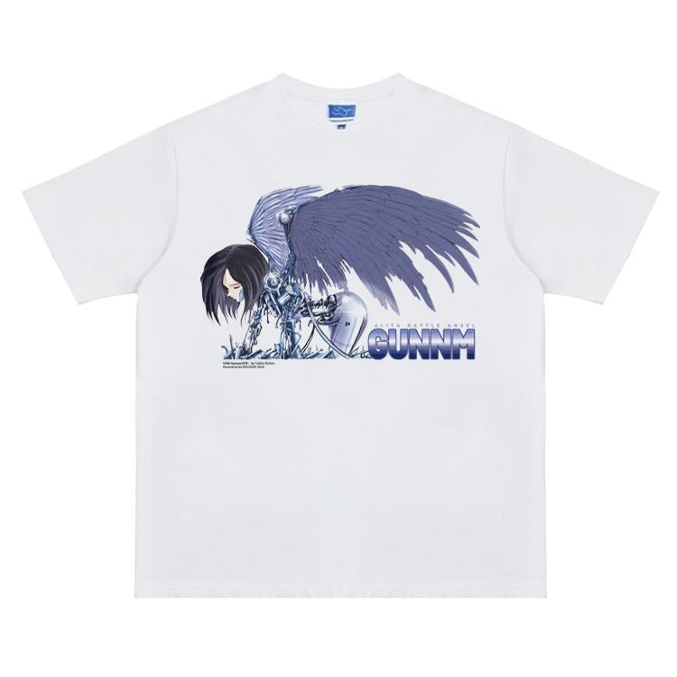 Battle Angel Alita "Gunnm" Vintage Oversized Tee Anime T-shirt 100% Cotton Original Design Men's Top for Fans Menswear...