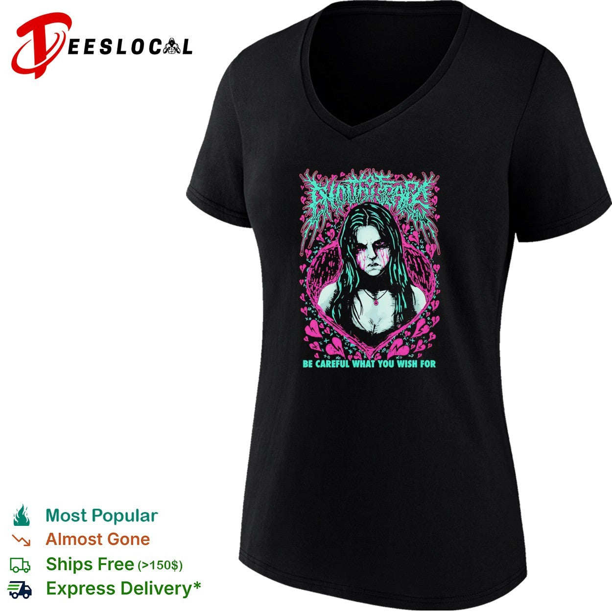 Be Careful What You Wish For Goth Girl broken heart shirt