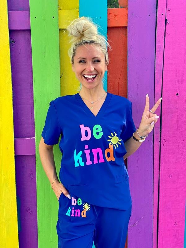 Be Kind Navy Blue Scrub Top T-Shirts, Hoodie, Sweatshirt | RetroVerseTees.com