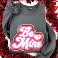 Be Mine Chenille + Sequin Patch Sweatshirt -- CHARCOAL T-Shirts, Hoodie | RetroVerseTees.com