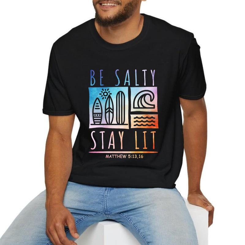 Be Salty Stay Lit TNF Tee Pure Cotton Fabric Casual Streetstyle Crew Neck Short Sleeve T-Shirt Trendy Tops for Women for...