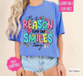 Be The Reason Someone Smiles Shirt Comfort Colors, Inspiration Shirt, Oversized Graphic Tshirt, Mental Heatlth Tshirts...