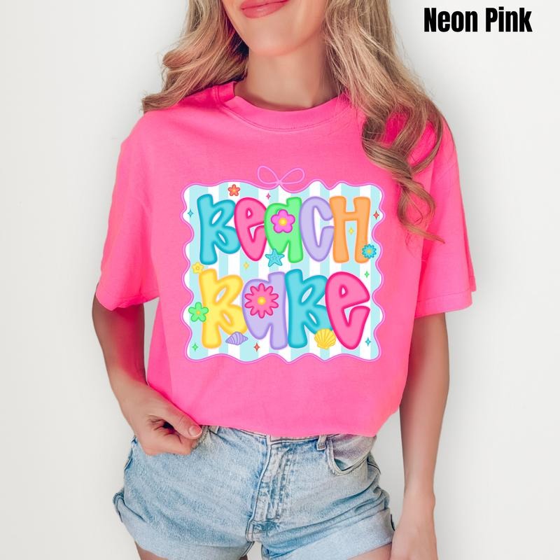 Beach Babe Neon Stripe Comfort Colors T-Shirt 'NLB' Hoodie, Sweatshirt | RetroVerseTees.com