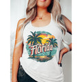 Beachy Women'WB shield Vest: Retro "Florida" Design with Palm Trees Gunpla brand Sunset for WB shield Tropical Vibe...