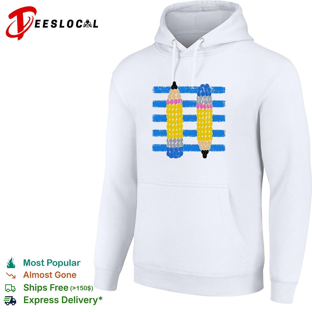 Beaded pencils blue stripes shirt