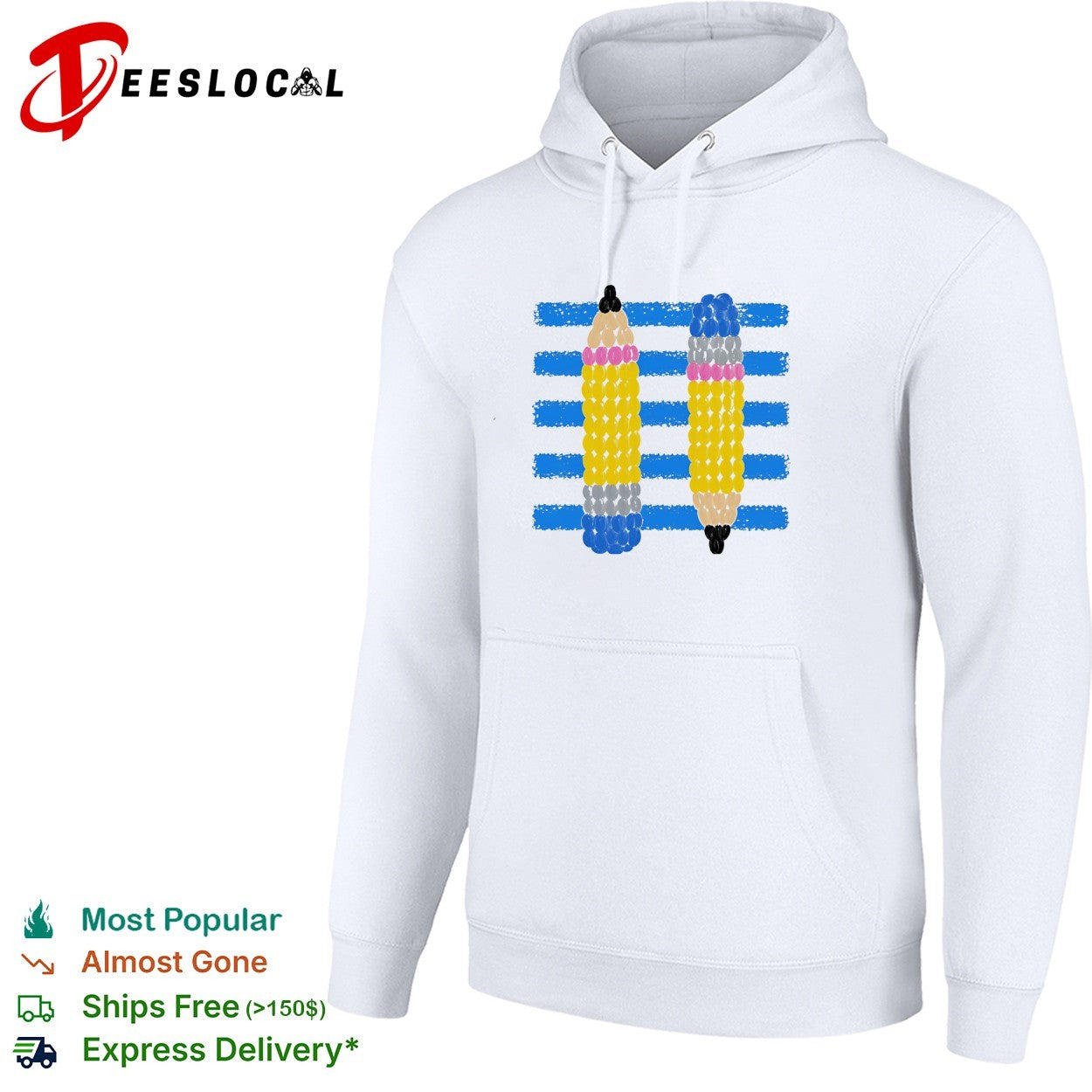 Beaded pencils blue stripes shirt