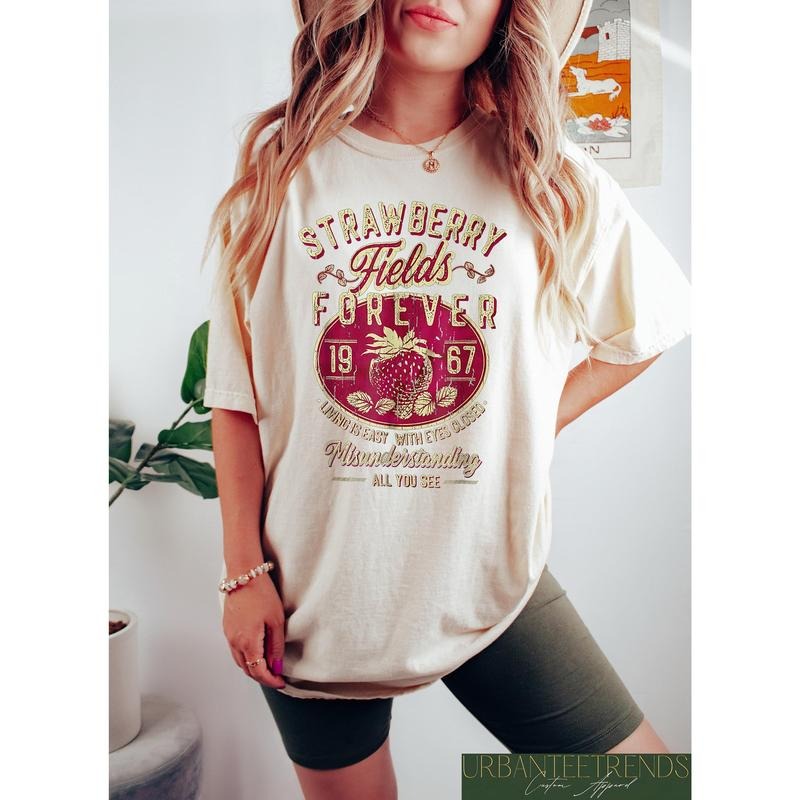 Beatle Strawberry Fields Rock Band Tee Best Price Hoodie, Sweatshirt | RetroVerseTees.com