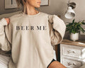 Beer Me Sweatshirt, Minimalist Beer Drinking Sweatshirt Comfort Fabric T-Shirts, Hoodie | RetroVerseTees.com