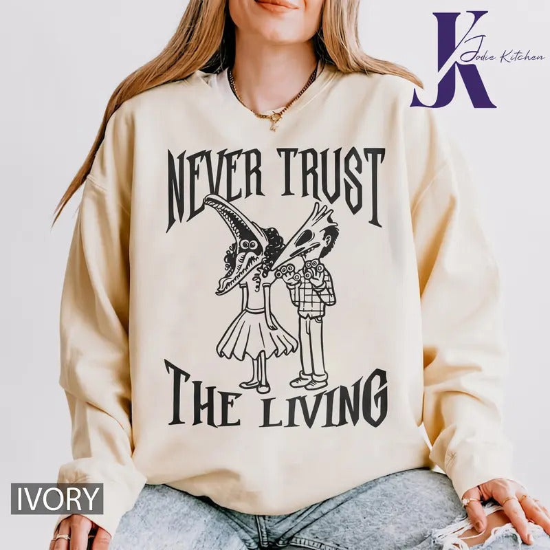 Beetlejuice Comfort Colors Shirt, Never Trust The Living Shirt, Horror Halloween films, Beetlejuice Moviie Shirt,...