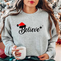 Believe Sweatshirt, Believe Christmas Hoodie, Christian Gift Sweater, Unisex Christmas Party Sweatshirt, Family Believe...