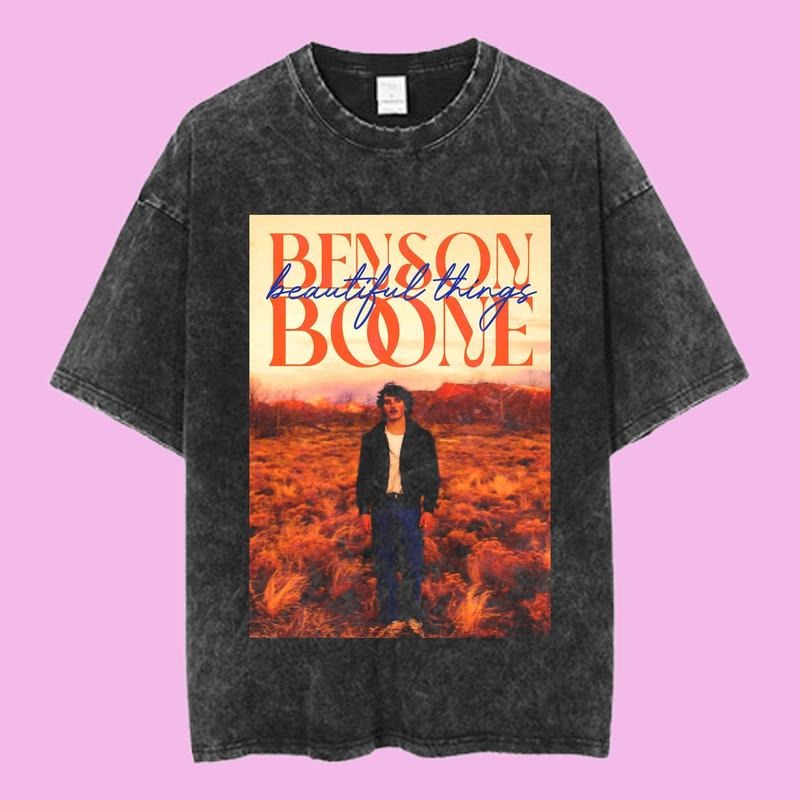 Benson Boone Beautiful Things Graphic Tee, Sunset Album Cover Aesthetic T-Shirt, Indie Pop Artist Shirt, Unisex Menswear...