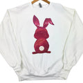 Berry Bunny Sequin Patch Sweatshirt -- WHITE T-Shirts, Hoodie | RetroVerseTees.com