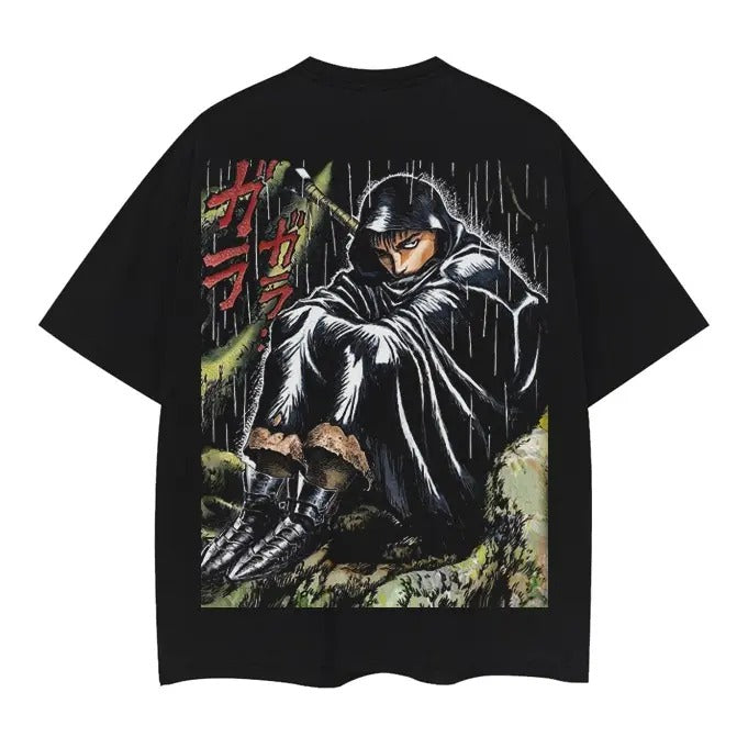 Berserk "Cloaked Guts" Heavyweight Vintage Tee 100% Cotton Oversized Anime T-shirt Original Design with DTG Printing...