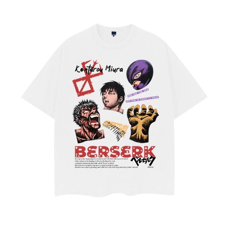 Berserk "Elemental Fusion" Heavyweight Vintage Tee 100% Cotton OVERSIZED Anime T-shirt Menswear Top vintage t-shirts crew...