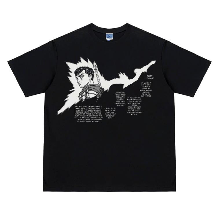 Berserk "Guts' Requiem" Vintage Oversized Tee Anime T-shirt 100% Cotton Original Design Men's Top Streetwear Casual...