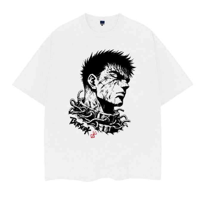 Berserk "Guts Portrait" Vintage Oversized Tee Anime T-shirt 100% Cotton Original Design Men's Top Streetwear Casual...