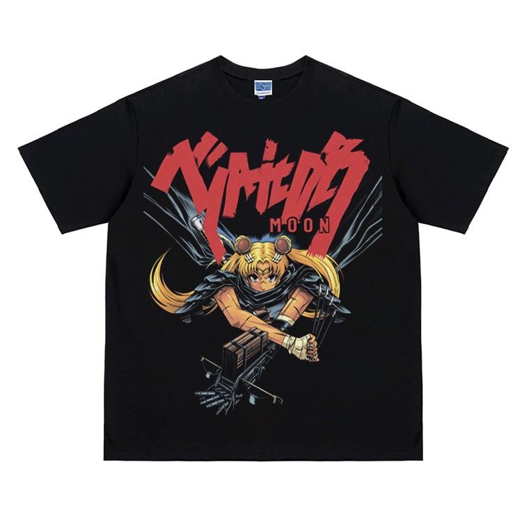 Berserk "Parody Magical Girl" Vintage Oversized Tee Anime T-shirt 100% Cotton Original Design Men's Top for Fans Menswear...
